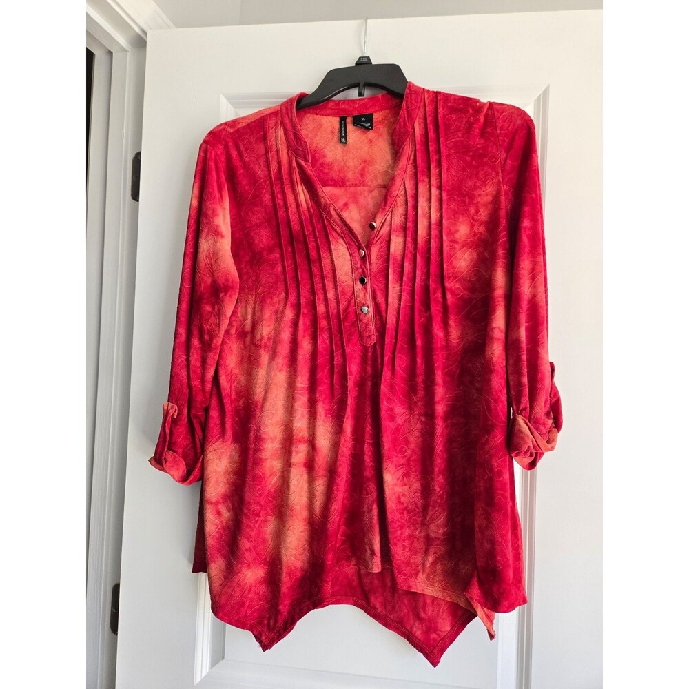 New Directions Woman's XL Orange 3/4 Sleeve Blouse.
